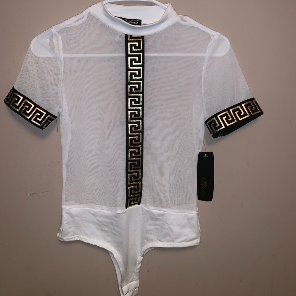 White all over mesh body suit
